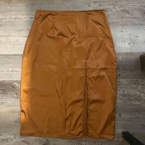 Windsor Copper Satin Midi Skirt
